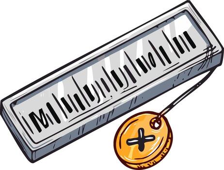 ilustración de un antiguo batería ensayador con un como una regla escala y redondo Investigacion vector