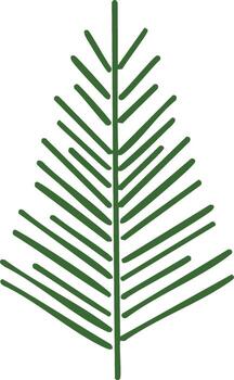 Stylized green pine tree branch icon with simple lines and a minimalist design vector