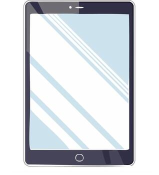Modern Tablet Device with Reflective Screen and Home Button vector