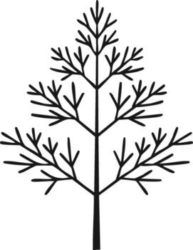 resumen negro contorno árbol icono con intrincado sucursales, representando naturaleza, invierno, o bosque diseño vector
