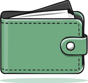 Mint Green Bi-Fold Wallet with Snap Closure and Stitched Edges vector