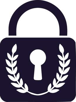 Padlock icon with keyhole and laurel wreath symbols for security concept vector