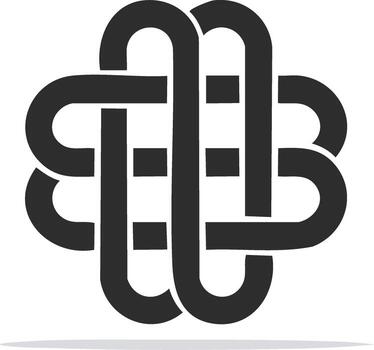 estilizado simétrico entrelazado diseño presentando complejo tejido líneas resumen modelo icono vector