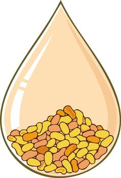 Stylized transparent teardrop container filled with colorful healthy mixed seeds and beans illustration vector