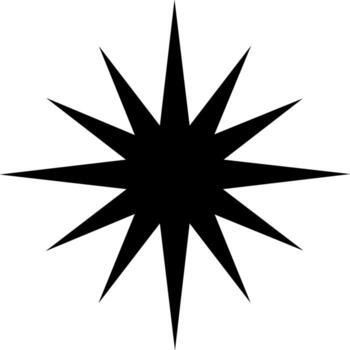 Black sharp twelve-pointed starburst shape isolated on white background vector