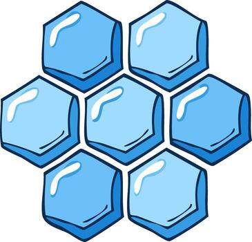 Pattern of blue hexagonal ice cubes arranged in a honeycomb formation vector