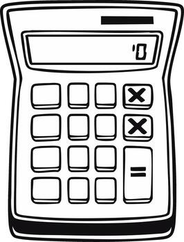 Simple Calculator Outline Illustration Finances Calculating Math Device Icon vector