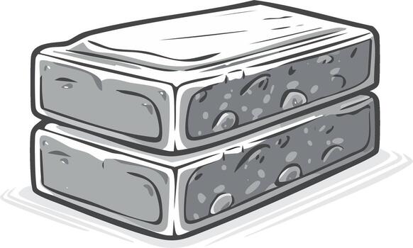 estilizado ilustración de dos gris Roca ladrillos apilado juntos con un sencillo sombra vector