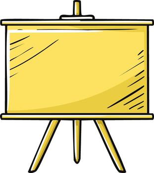 Hand-drawn yellow presentation board with a stand, sketch-style, ideal for educational concepts vector