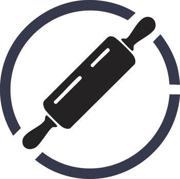 Stylized rolling pin within an incomplete circle design element, kitchen and baking concept vector