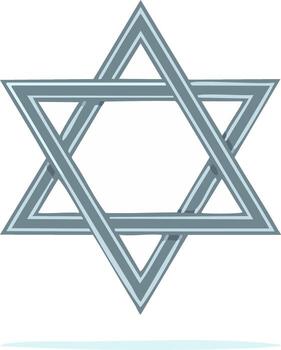 Stylized geometric Star of David emblem with interlocking triangles and blue gray lines vector