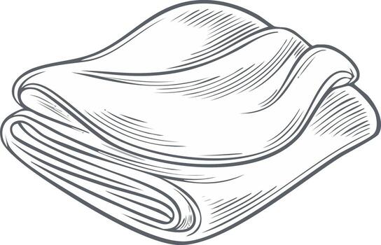 Elegant Folded Fabric Illustration Presents Neat Textile Layers with Artistic Hatching vector