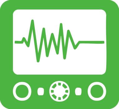 Green Medical Monitor Displaying Heartbeat Rhythm Data on a Screen for Patient Monitoring vector