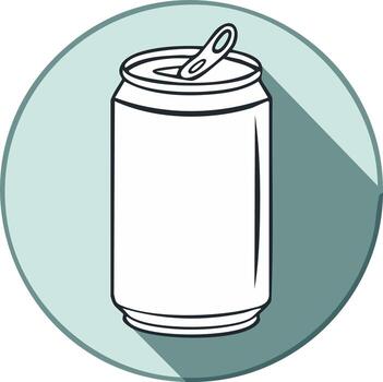 Stylized outline drawing of an open soda can with a long shadow vector