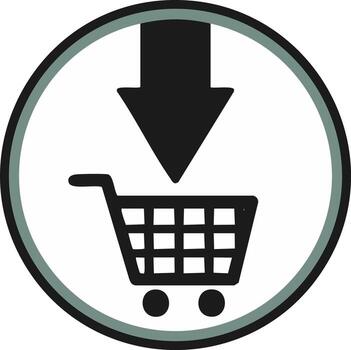 Add to Cart Icon with Shopping Trolley and Arrow for E-commerce vector