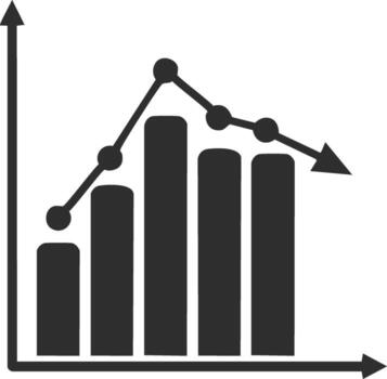 Simple graph illustration showing increasing and decreasing trend with bars vector