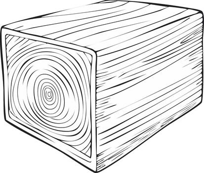 Wooden Block Illustration with Visible Grain Pattern, Cartoonish Perspective for Woodworking or Construction Concepts vector