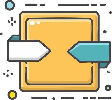 Communication Flow Diagram with Arrows and Central Square vector