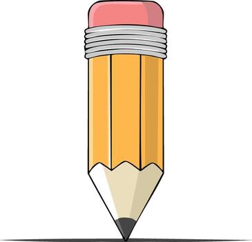 Cartoon Pencil Illustration of a Writing Tool with Eraser and Sharpened Tip for Design Assets vector