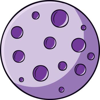 Cartoon Style Illustration of a Full Moon with Impact Craters, Featuring Shading vector