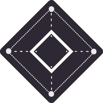 Stylized baseball diamond diagram with connecting dots and circles vector