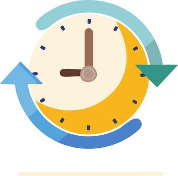 Clock with Arrows Depicting Circular Flow of Time and Repetition Cycles for Project Management vector