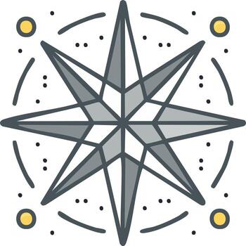Stylized Compass Rose with Celestial Elements and Geometric Design vector