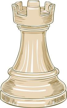 Illustration of a rook chess piece with decorative elements showing strategy and competitive themes vector