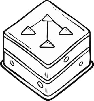 isométrica ver de un negro y blanco enrutador con triangulos conectado por líneas, minimalista tecnología ilustración vector
