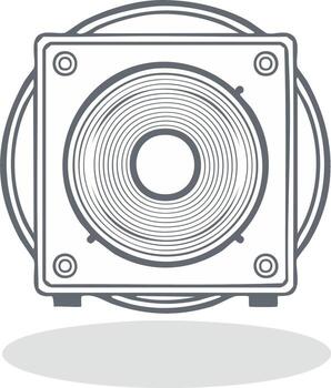 Stylized line art icon of a sound system audio speaker or loudspeaker vector