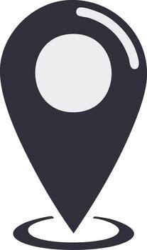 Dark Gray Map Pointer Location Marker Icon with Inner Circle and Outline Ring vector