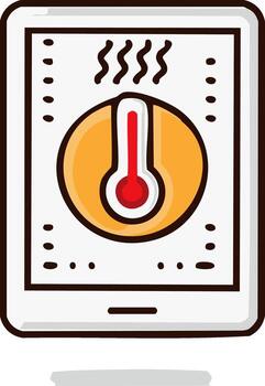 Smart home tablet displaying a high temperature thermostat app for heating and climate control vector