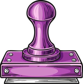 Purple Stamp Graphic Tool for Approval and Validation vector