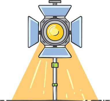 Studio light icon broadcasting a wide beam of light with adjustable flaps vector
