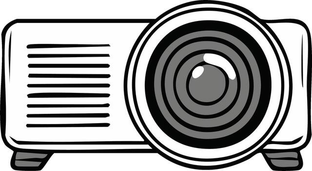 Cartoon style projector with prominent lens for presentations and media display vector
