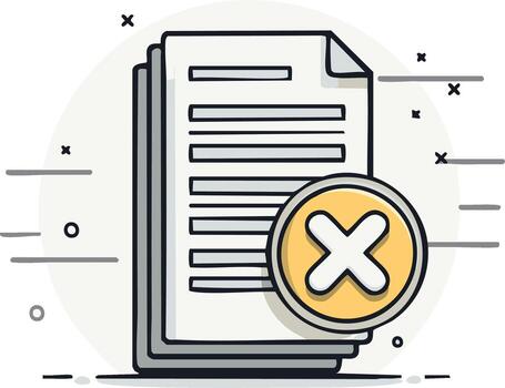 documento rechazo ilustración apilar de documentos con error símbolo vector