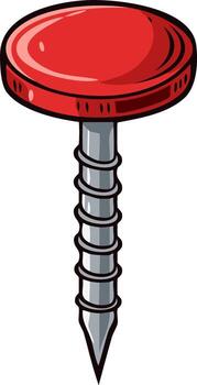 Red Pushpin With Silver Screw and Pointed End vector
