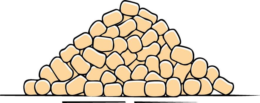 Abstract illustration of a heap of beige rounded rectangular shapes vector