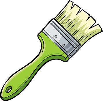 Vibrant lime green paint brush resting against a simple white backdrop ready for use in various art projects vector