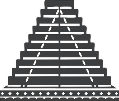 Geometric illustration of a stepped pyramid or structure concept in grayscale vector