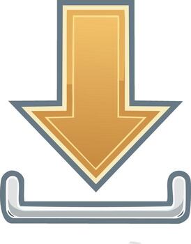 Stylized Down Arrow Icon for Downloading with Receiving Tray Graphical Design vector