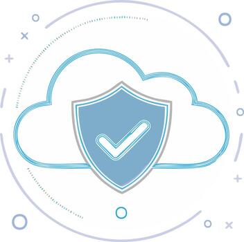 Cloud data security concept illustration with checkmark symbol vector