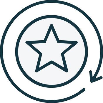 circular actualizar flecha con estrella icono para lealtad programa y prima puntos. línea Arte ilustración vector