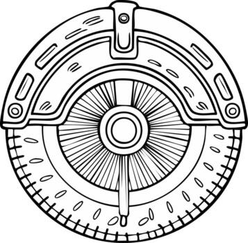 Detailed futuristic mechanical gear design circular industrial element technical component blueprint style vector