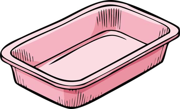 un mano dibujado rosado rectangular envase con un amplio borde y texturizado lados, Perfecto para organizando o elaboración suministros vector