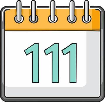 vibrante dibujos animados estilo calendario página demostración el número 111 para importante fechas y diario recordatorios vector