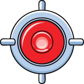 Stylized red target scope with metallic blue ring and protruding directional indicators vector