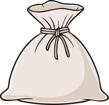 sencillo mano dibujado saco atado con cuerda lleno con alguna cosa invisible vector