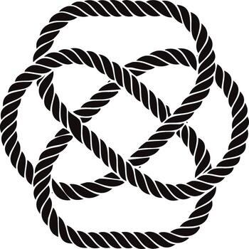 Intertwined Ropes Forming a Symmetrical Knot Pattern on a White Background vector