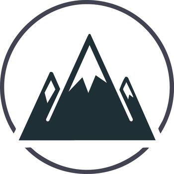 minimalista montaña rango icono con nieve tapado picos en un circular marco logo símbolo vector